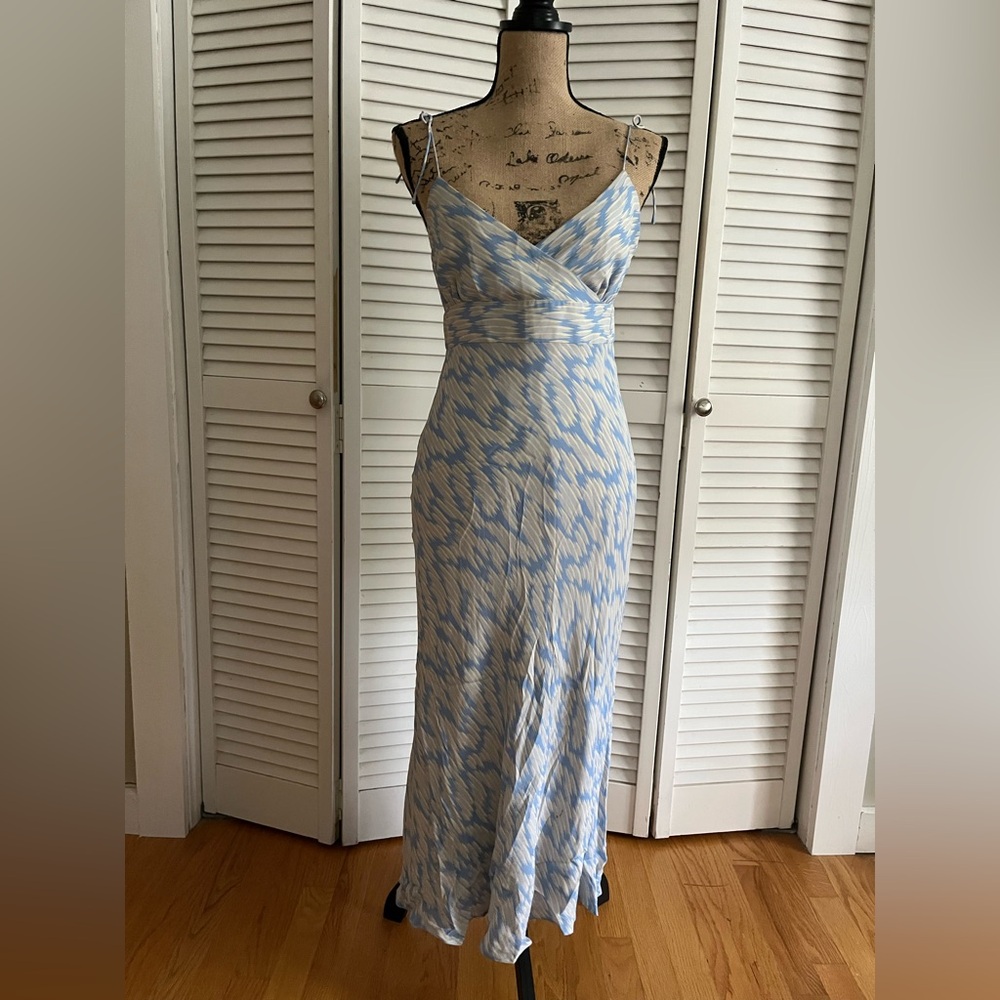 J. Crew Sky Blue and White Patterned Maxi Dress